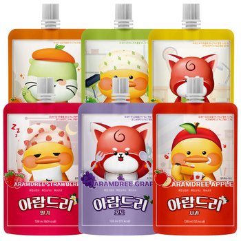 [아람농장]아람농장 아람드리  아기 과즙 음료 6종 감귤 딸기 사과 포도 복숭아 유자 주스 138mlx30팩